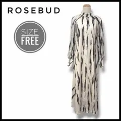 ROSEBUD ロングワンピース　長袖　アイボリー　ブラック　ブラウン　フリー
