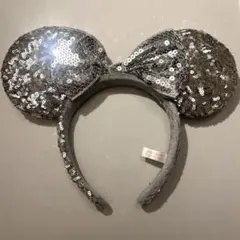 ディズニー　シルバー スパンコール　ミッキー　カチューシャ