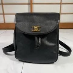 CHANEL シャネル キャビアスキン ターンロック リュック 黒 ゴールド金具のサムネイル