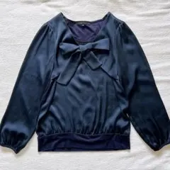 【美品】アナイ ANAYI ボウタイブラウス 異素材 長袖 サテン ドレープ感のサムネイル