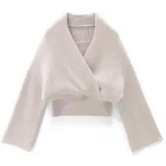 GRL カシュクールボリュームスリーブショート丈ニットトップス[rut624]