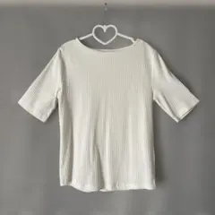 【OPAQUE.CLIP】リブカットソー ホワイトLサイズ