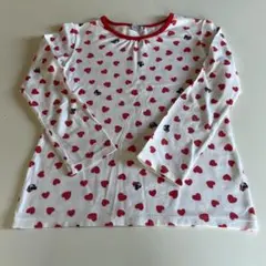 ミキハウスダブルB女の子130赤ハートプリント長袖Ｔシャツ