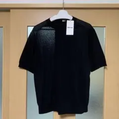 MUJILABOムジラボ無印良品コットンハイゲージニット長袖プルオーバー黒Lのサムネイル