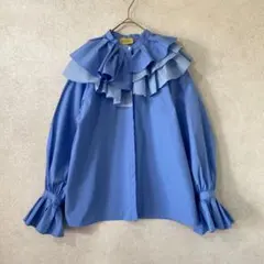 極美品】UNITED ARROWS フリルブラウス 長袖 ライトブルー - メルカリ