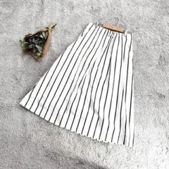 B2173【INED/イネド】ストライプスカート/9号/キレイめ/ゴムウエスト