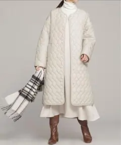 nano UNIVERSE ナノユニバース 中綿キルティングノーカラーコート