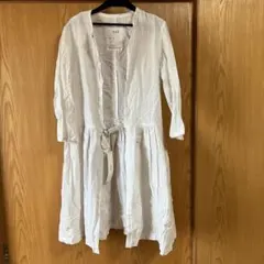 ホワイトストライプ長袖シャツワンピース 633