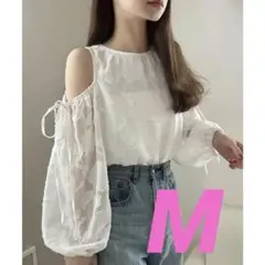 LAUIR☆ジャガードショルダーリボンブラウス♪Mのサムネイル