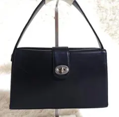 アニエスベー ボヤージュ レザー ターンロック ハンドバッグ ブラック 黒