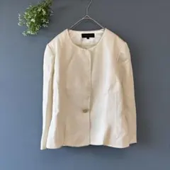 ソワードルチェ［XL］上品ナチュラル◎ラメ加工◎ノーカラーツイードジャケット