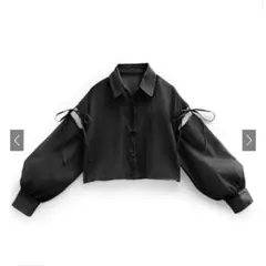 楊柳シフォンショルダーオープンリボンシアーシャツdk1212 GRLのサムネイル