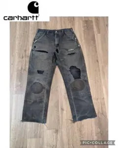 【神フェード】USA製 Carhartt カーハートダブルニーブラック33×30