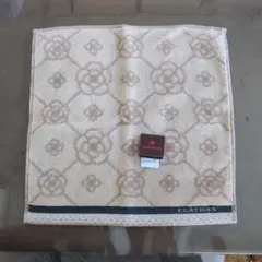 CLATHAS 花柄タオルハンカチ ベージュ 新品タグ付き