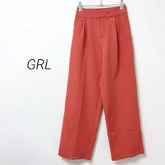 GRL グレイル スラックス　テーパードパンツ タック　赤系　オフィスカジュアル