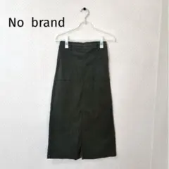 ノーブランド　ストレッチ タイトロングスカート　カーキ　ウエストゴム　Lサイズ