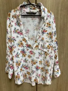 ZARA BASIC 花柄 ゆれる長袖シャツ S