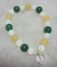 天然石ブレスレット　ハート　グリーン系