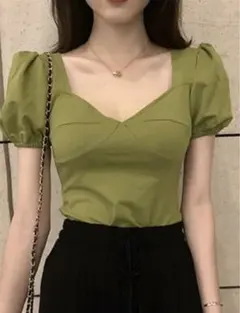 【新品】韓国ファッション　半袖　パフスリーブ