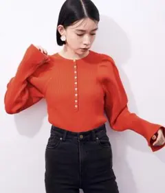 2wayボリュームスリーブリブニットアダムエロペ　長袖ニット　新品