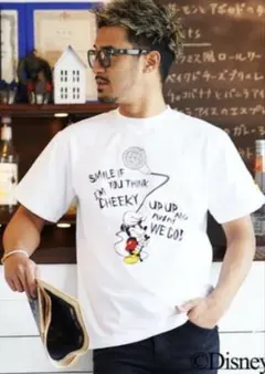 アダムスジャグラー レトロエンジン Tシャツ 刺繍 ラインストーン　ミッキー