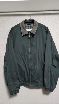 ロンドンフォグ　襟レザー切替ショートブルゾン　スイングトップ　カーキ　M 古着.