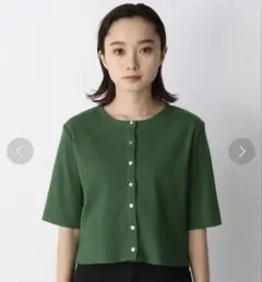 JEANASIS グリーン クルーネック カーディガンのサムネイル
