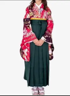 卒業式　キョウエツ　袴セット　赤花柄　140cm