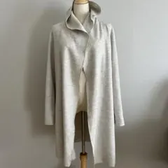 美品 エアパペル フーディ ウール ロングカーディガン コーディガン グレー 春