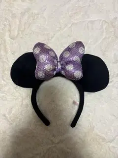 ミッキー耳カチューシャ 紫スパンコール