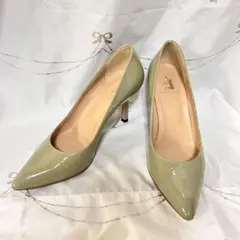 BOUTIQUE OSAKI 日本製　エナメルパンプス　グレー　ハイヒール