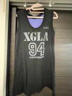 X-girl リバーシブル ワンピース タンクワンピ ブラック パープル ロゴ