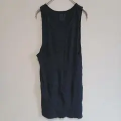 コットン リブ編みタンクトップ 【XL】ブラック タイト