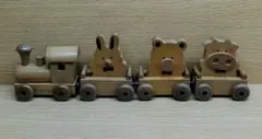 木製　汽車　おもちゃ　ウサギ　クマ　ブタ　動物　置物　インテリア
