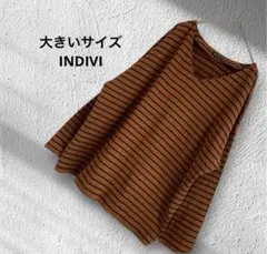 大きいサイズ！INDIVI ボーダーカットソー ドロップショルダー