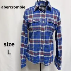 アバクロンビー＆フィッチ / ネルシャツ チェック柄 ブルー系 Ｌ