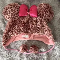 ヒョウ柄ピンクファー耳付き帽子 58cm - メルカリ