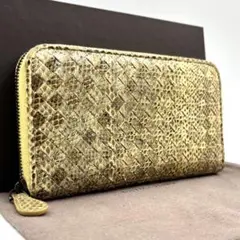 新品未使用　ボッテガヴェネタ　パイソン　長財布　イエロー BOTTEGA VENETA ボッテガヴェネタ/ブランドバッグ