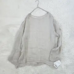 新品✨SLOBE IENA 甘織リネンブラウス シアー ベージュ Fのサムネイル