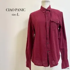 ☆美品☆ CIAO PANIC バーガンディ シャツ Lサイズ レッド 赤
