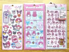 マイメロディ シールセット 3枚　ハピフォン、プラスチック、サンリオミニボンドロ