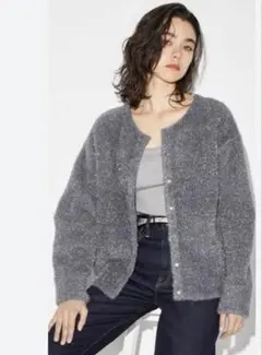 PLST ラメフェザー2WAYカーディガン