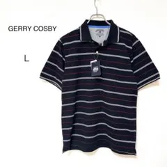 【ゲリー・コスビー】新品 黒赤白ストライプ スポーツ ポケット ポロシャツ L