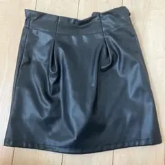 黒 合成皮革 レザーミニスカート