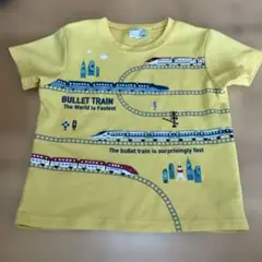 新幹線プリント イエロー Tシャツ 120cm マザウェイズ