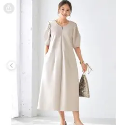 日本製・ラグジュアリーほおずきパフスリーブ ワンピース