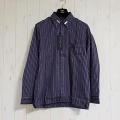 新品△BON GiOVANE ボンジョバネ△長袖ストライプシャツ ネイビーM
