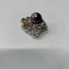 シルバー 花モチーフリング パール付き