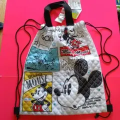 ミッキーマウス新品未使用一キルト・ナップサックー人気商品