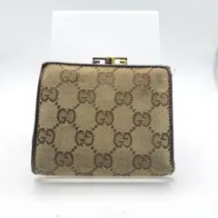 グッチ　折財布　財布　ウォレット　GGキャンバス　がま口　ブラウン